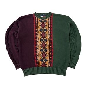 Tommy Hilfiger Vintage Men's Multicolor Cable Knit Sweater Size Large EUC